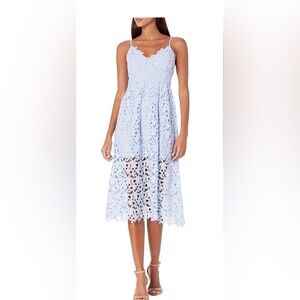 Astr Lace Midi Dress in Soft Blue